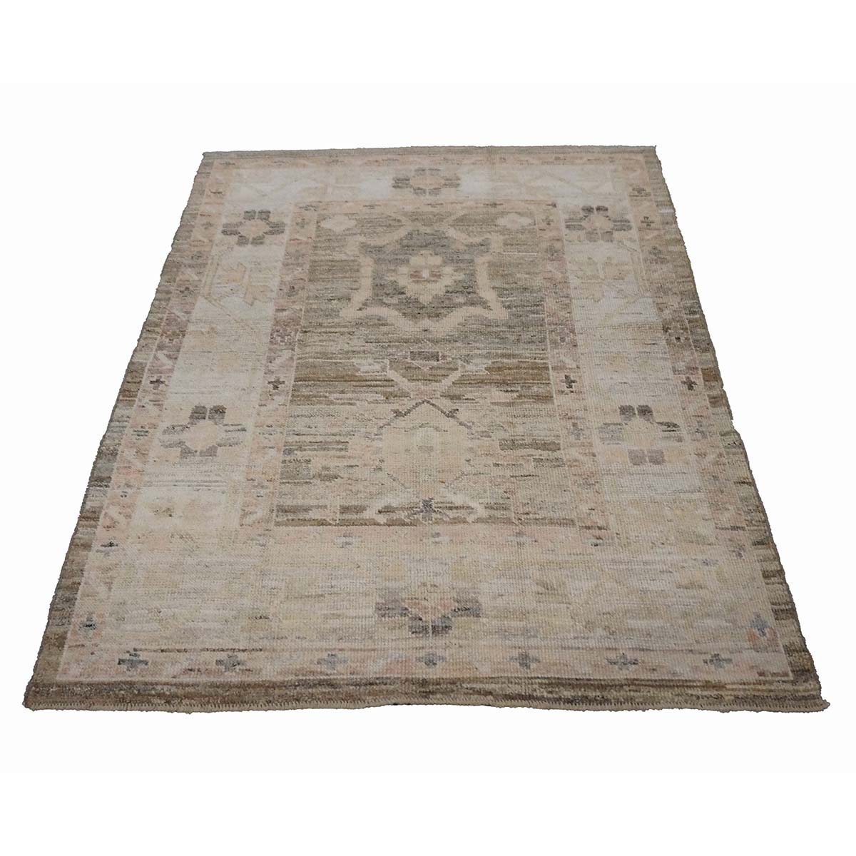 21st Century Turkish Oushak 4X6 Gold, Charcoal & Ivory Handmade Area Rug #1144107 image 1