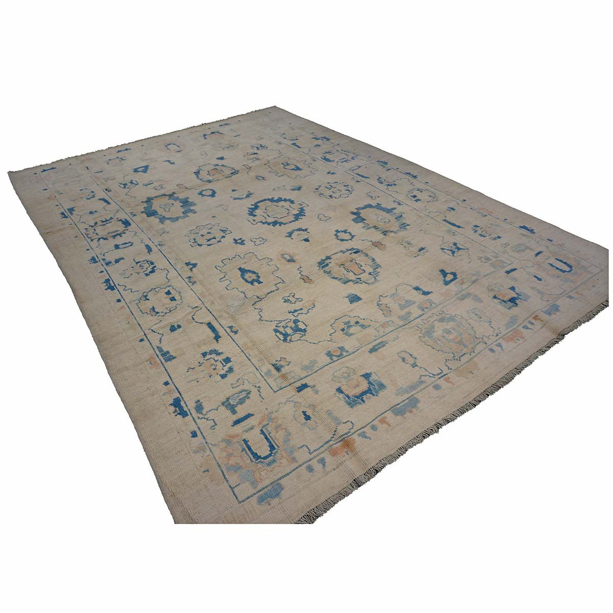 21st Century Turkish Oushak 8x10 Ivory & Slate Blue Handmade Area Rug #1144190 image 2