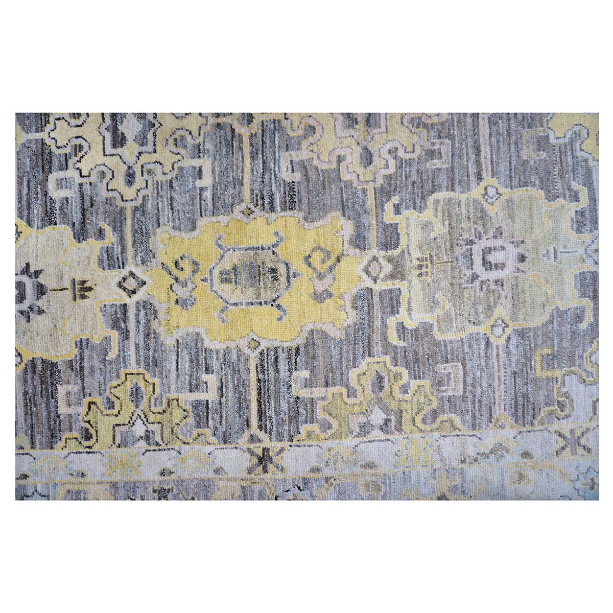 21st Century Turkish Oushak 8x11 Charcoal, Yellow, & Ivory Handmade Area Rug #1144069 image 6