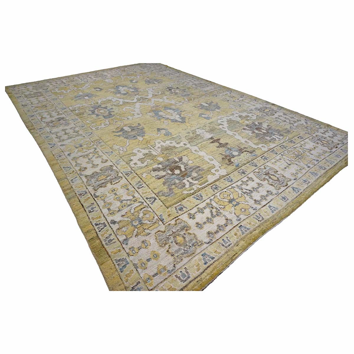 21st Century Turkish Oushak 9X13 Gold, Ivory & Gray Handmade Area Rug #1144134 image 1