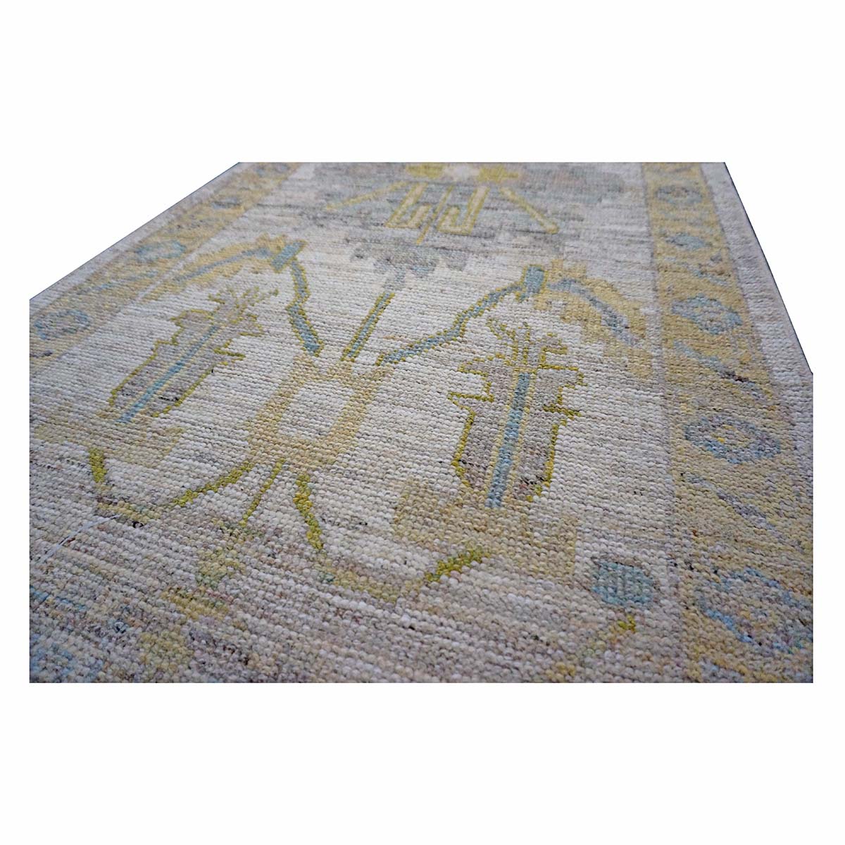 21st Century Turkish Oushak 3X18 Gold, Ivory & Charcoal Handmade Runner Rug #1144143 image 5