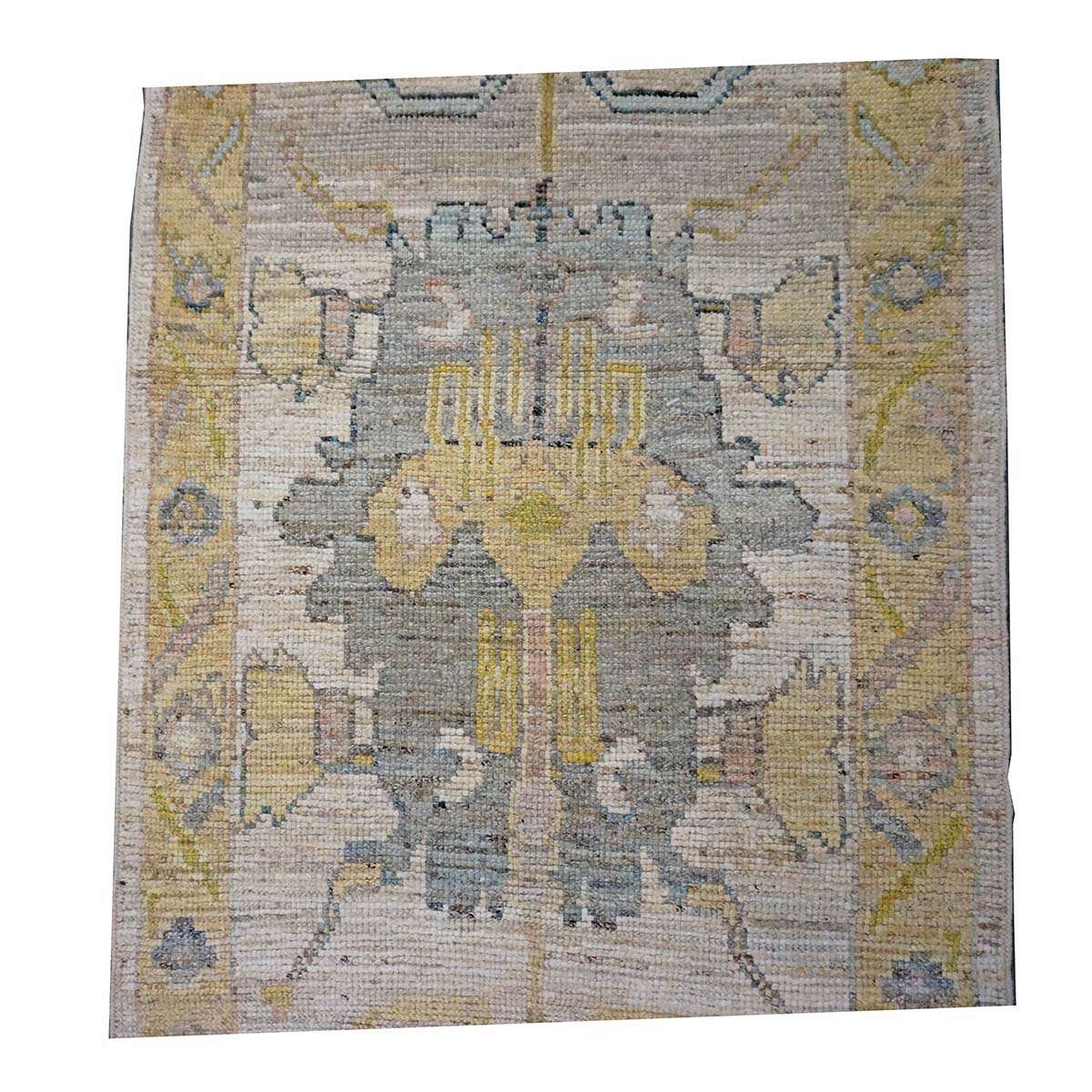 21st Century Turkish Oushak 3X18 Gold, Ivory & Charcoal Handmade Runner Rug #1144143 image 7