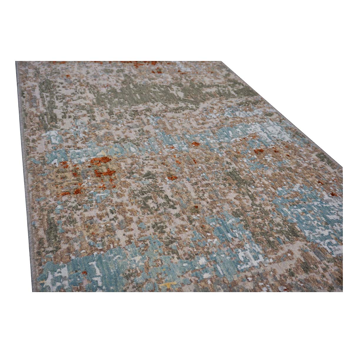 Indian Modern Wool & Silk 3X9 Grey, Rust, & Slate Runner Area Rug #1144152 image 9