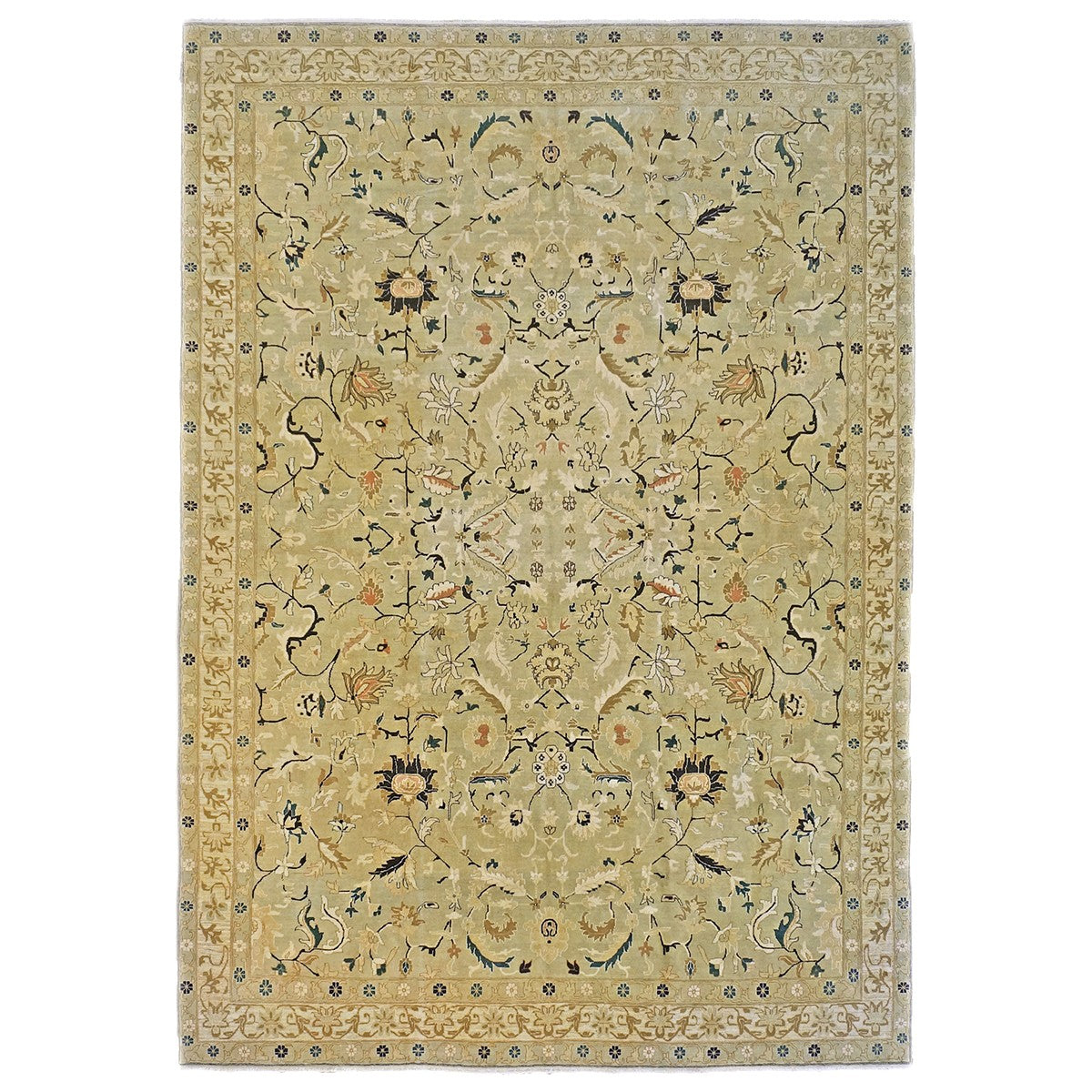 Turkish Agra 9x12 Light Olive and Khaki Handmade Area Rug #1141219 image 0
