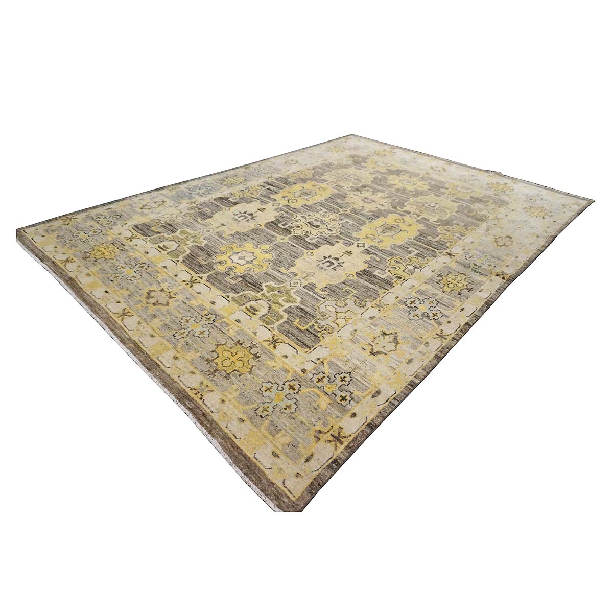 21st Century Turkish Oushak 8x11 Charcoal, Yellow, & Ivory Handmade Area Rug #1144069 image 2
