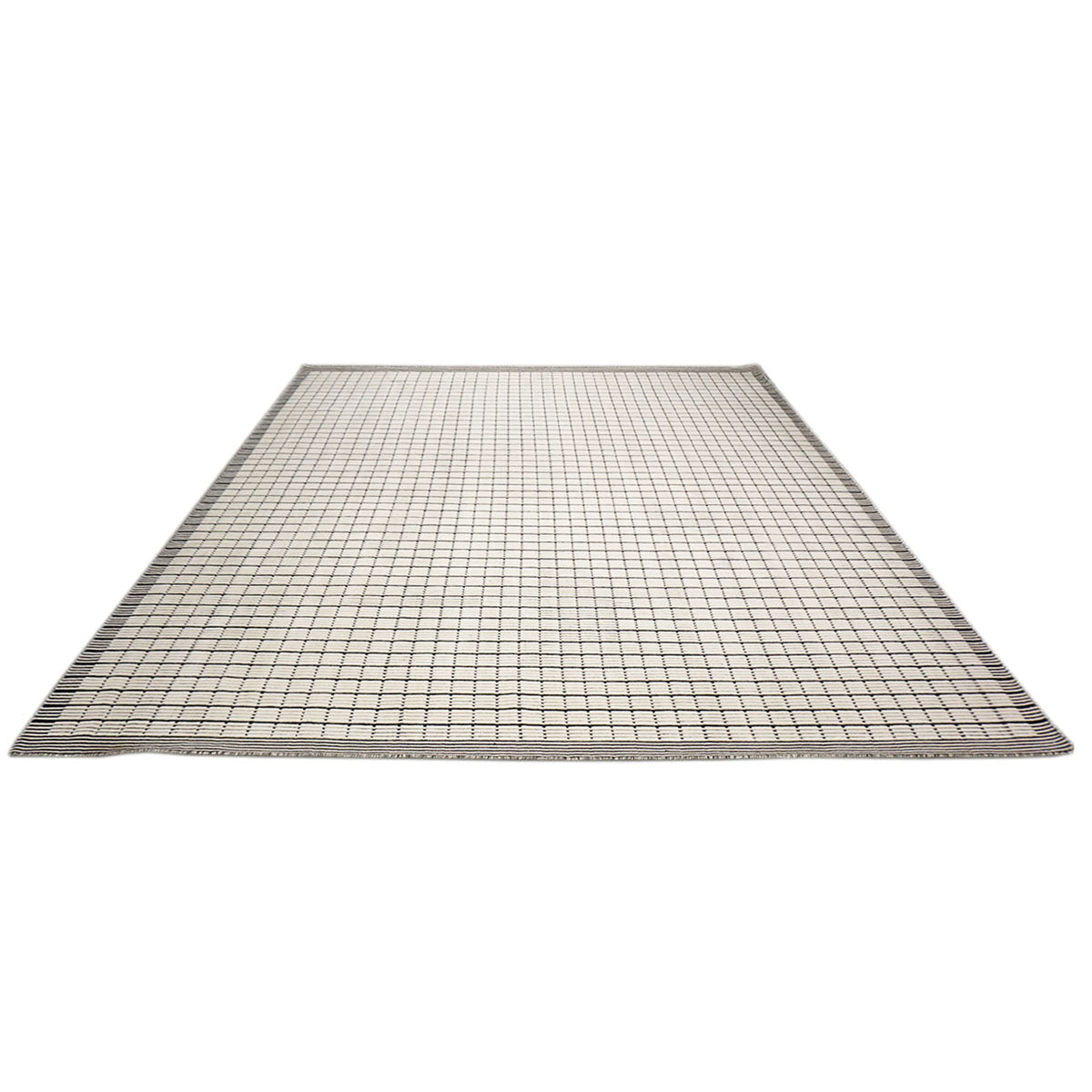 Modern 3D Wool 12x14 White & Black Handloom Area Rug #1144037 image 1