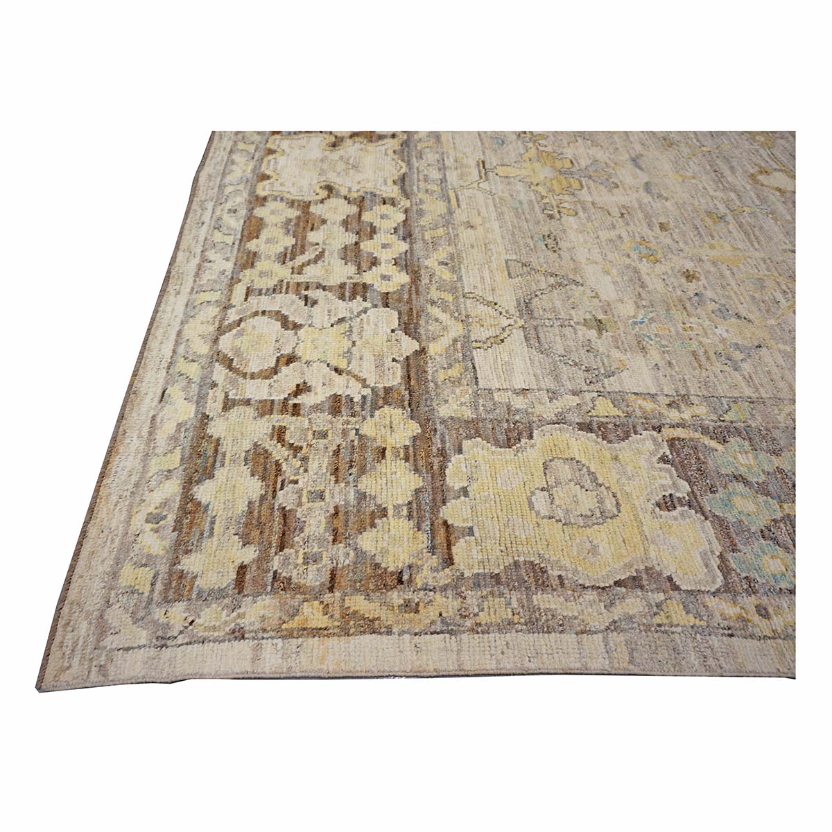 21st Century Turkish Oushak 9X13 Gold, Ivory & Slate Blue Handmade Runner Rug #1144139 image 8