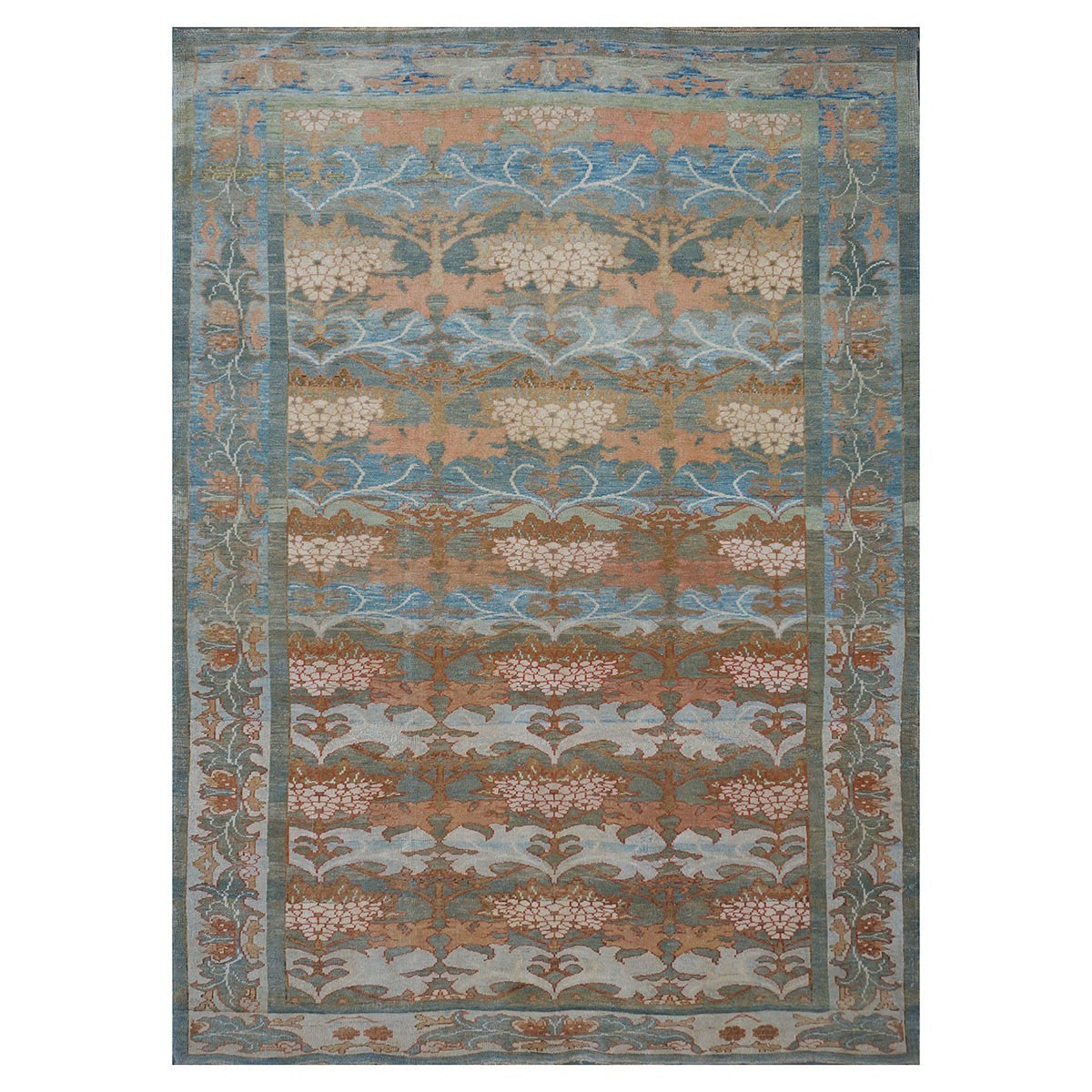 Turkish Donegal 8x11 Blue, Green, & Salmon Handmade Area Rug #1140933 image 4