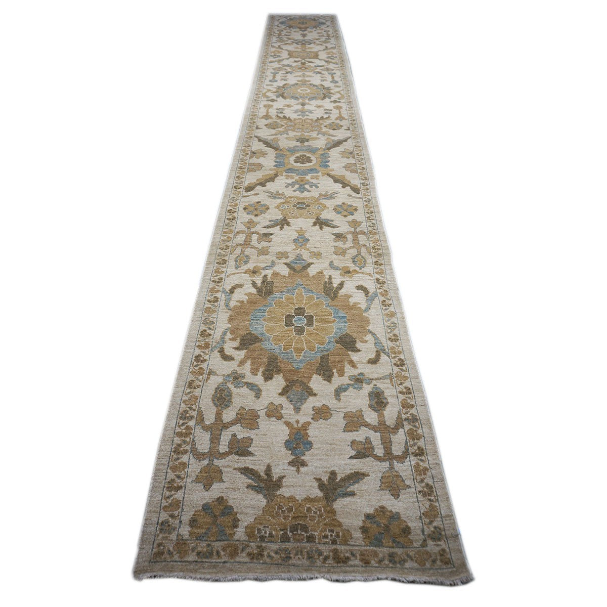 Persian Sultanabad 3x23 Ivory & Tan Hall Runner #1141108 image 2