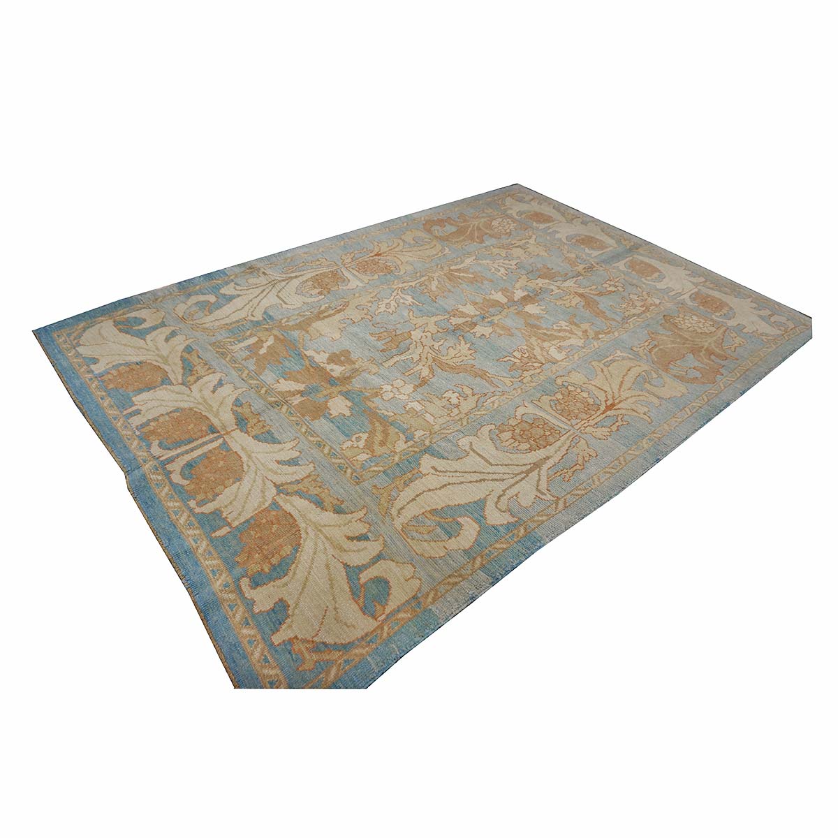 21st Century Turkish Donegal Oushak 8x11 Blue, Ivory, & Clay Area Rug #1140682 image 3