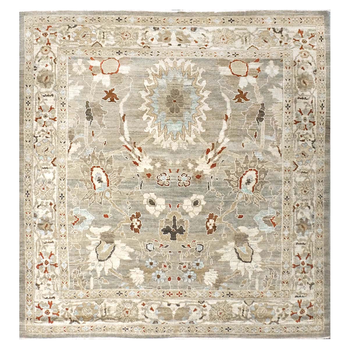 Persian Sultanabad 8x8 Square Tan, Blue, & Ivory Area Rug #1143023 image 0