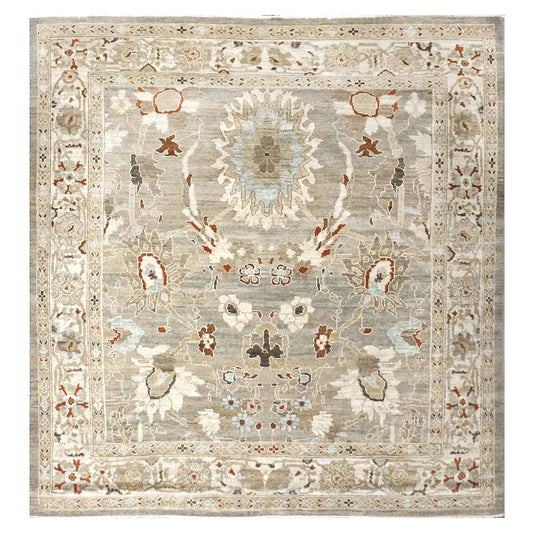 Persian Sultanabad 8x8 Square Tan, Blue, & Ivory Area Rug #1143023 image 0
