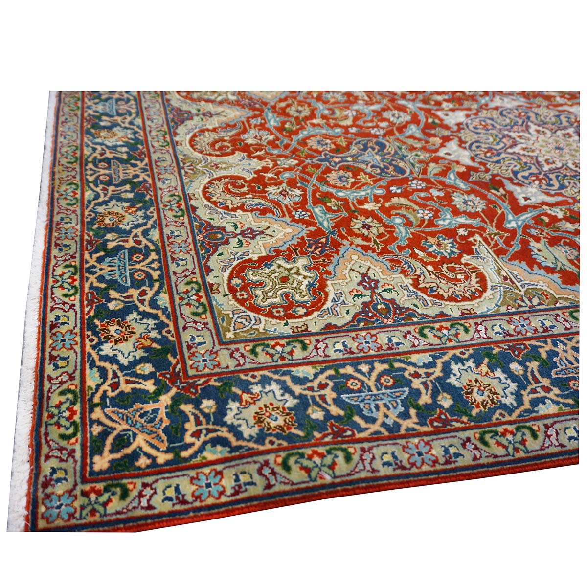 Antique Persian Tabriz 3x4 Red & Navy Handmade Area Rug #1143878 image 6