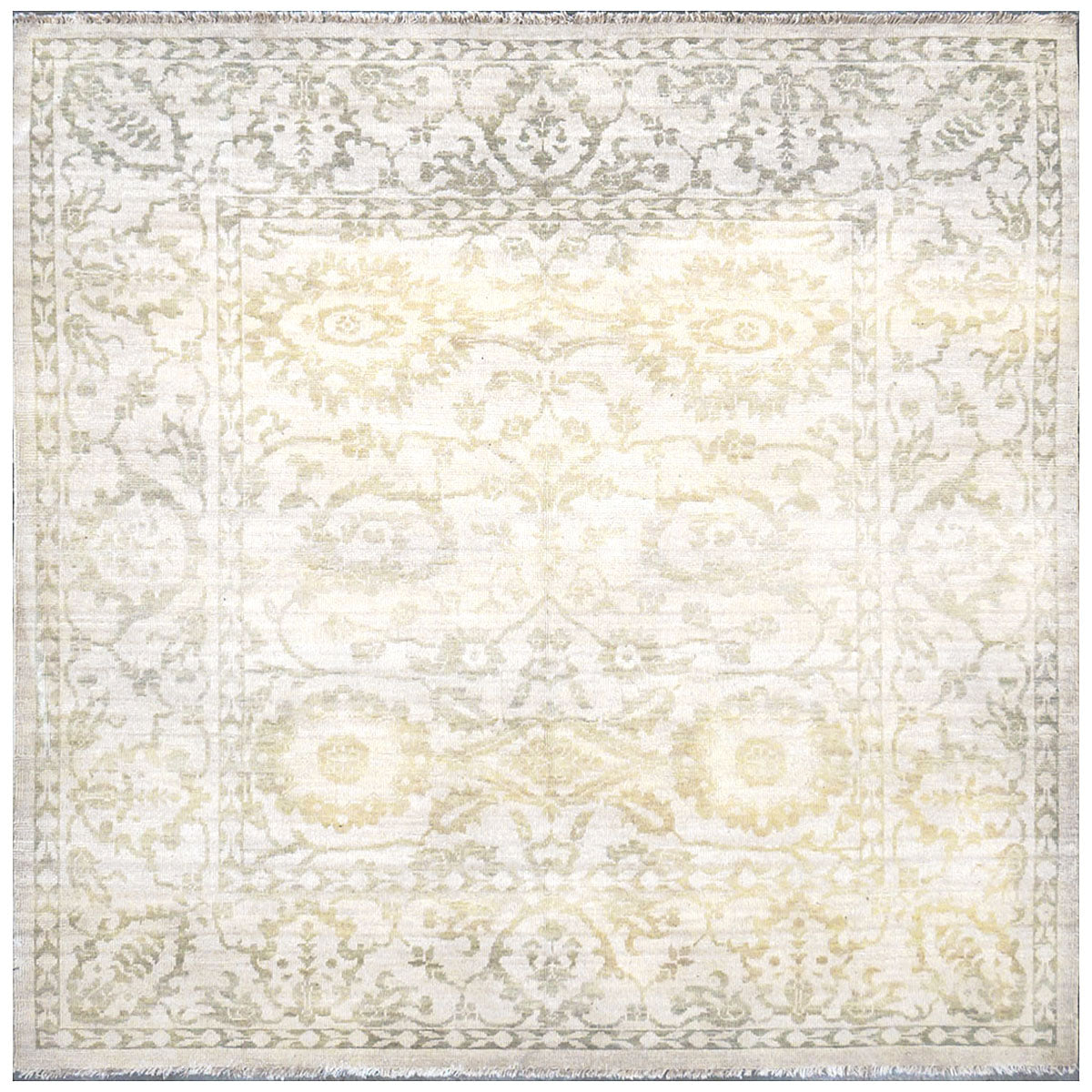 Persian Sultanabad 6x6 Square Ivory & Green Handmade Area Rug #1143466 image 0