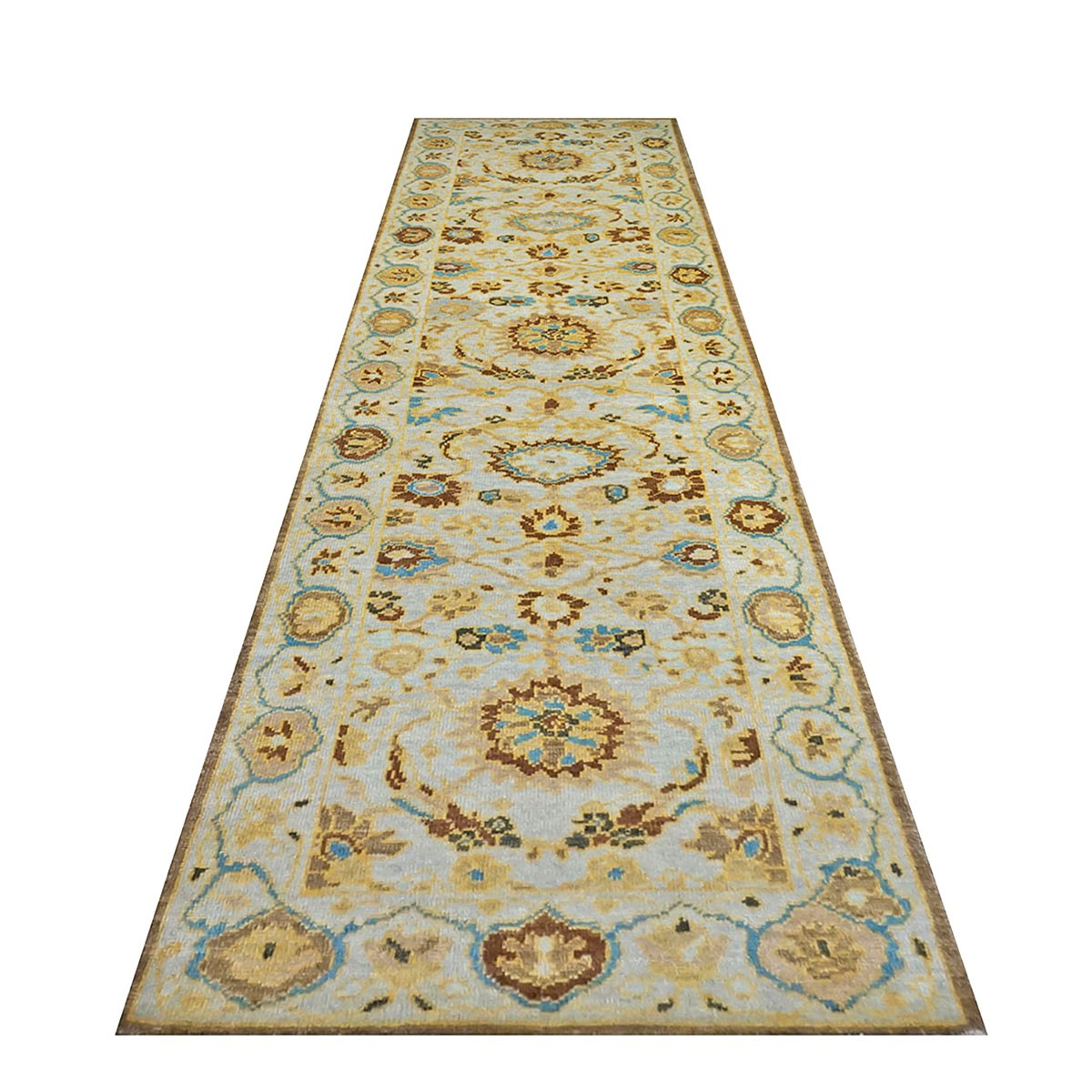Persian Sultanabad 2.6x10 Grey & Gold Handmade Hall Runner Rug#1143675 image 3