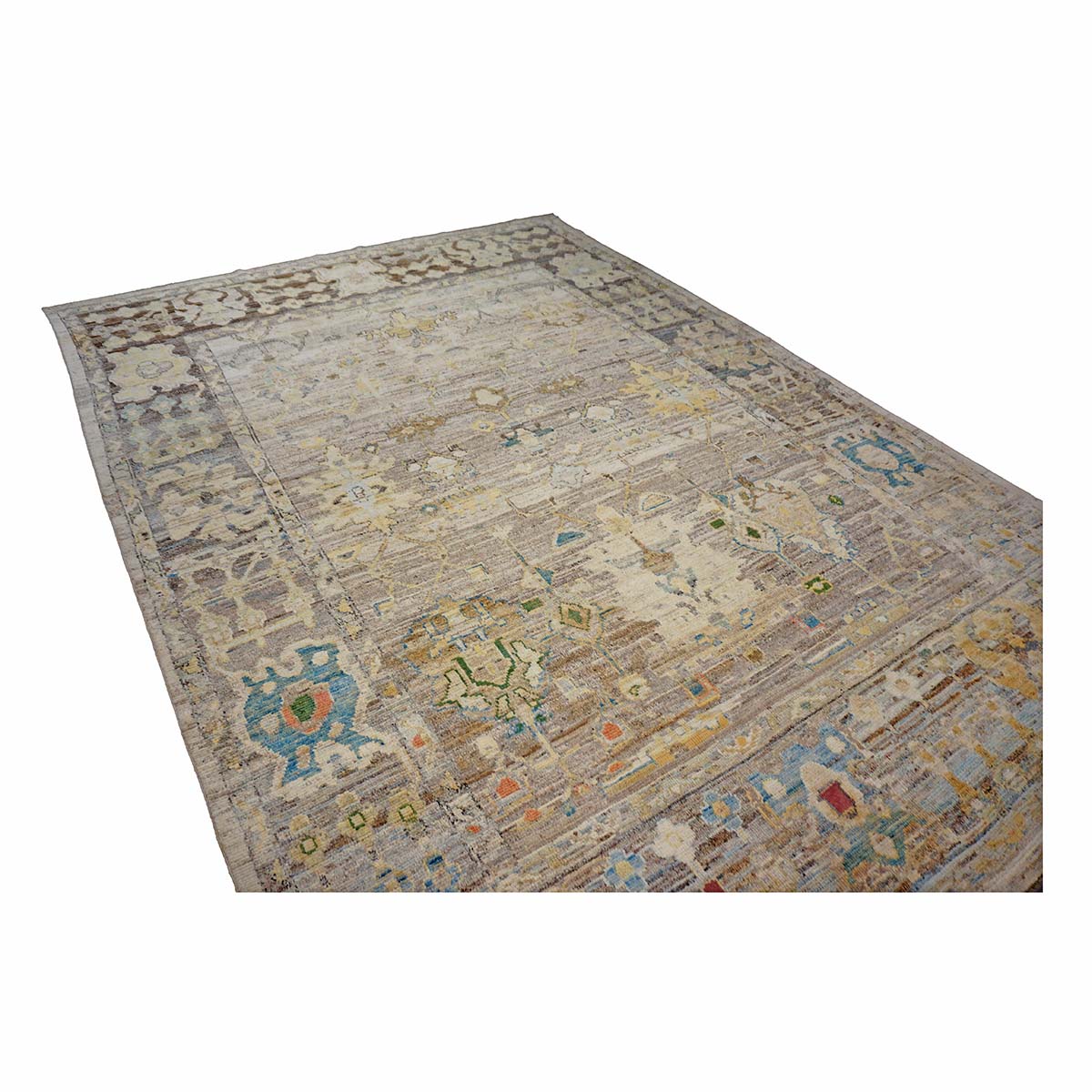 21st Century Turkish Oushak 9X13 Gold, Ivory & Slate Blue Handmade Runner Rug #1144139 image 10
