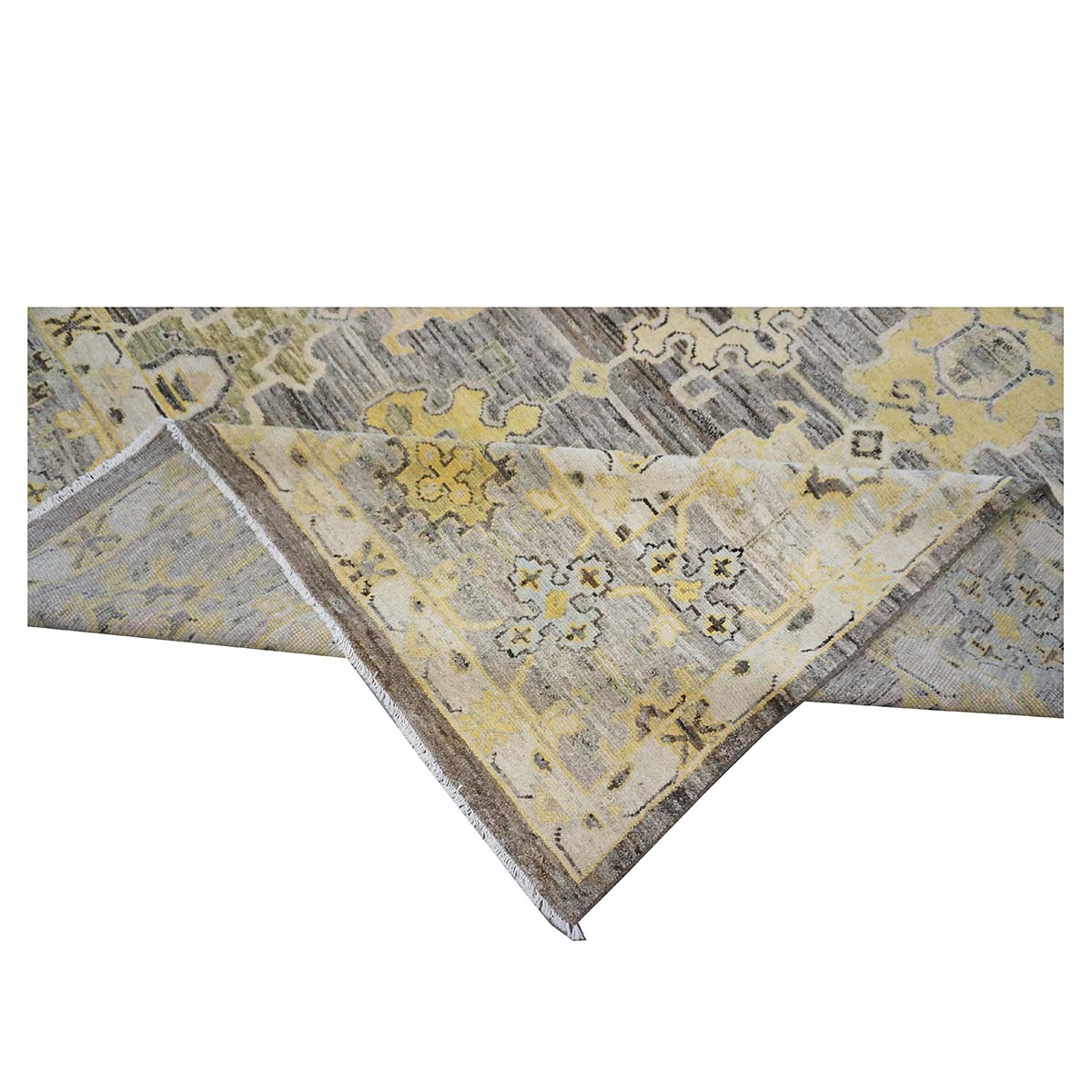21st Century Turkish Oushak 8x11 Charcoal, Yellow, & Ivory Handmade Area Rug #1144069 image 9