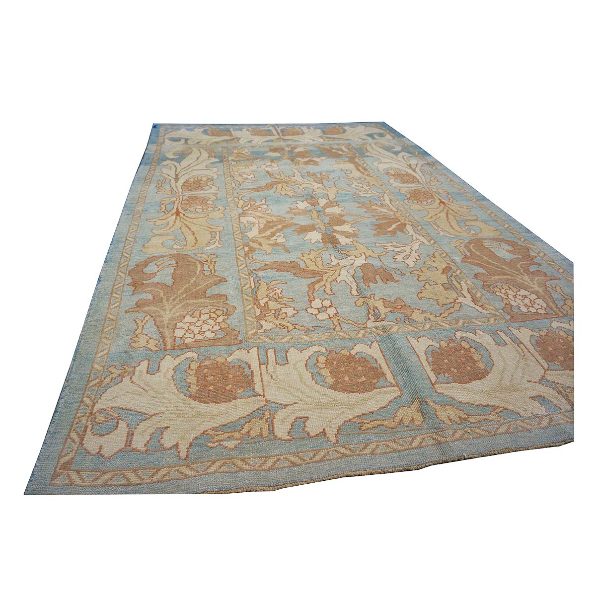 21st Century Turkish Donegal Oushak 8x11 Blue, Ivory, & Clay Area Rug #1140682 image 5