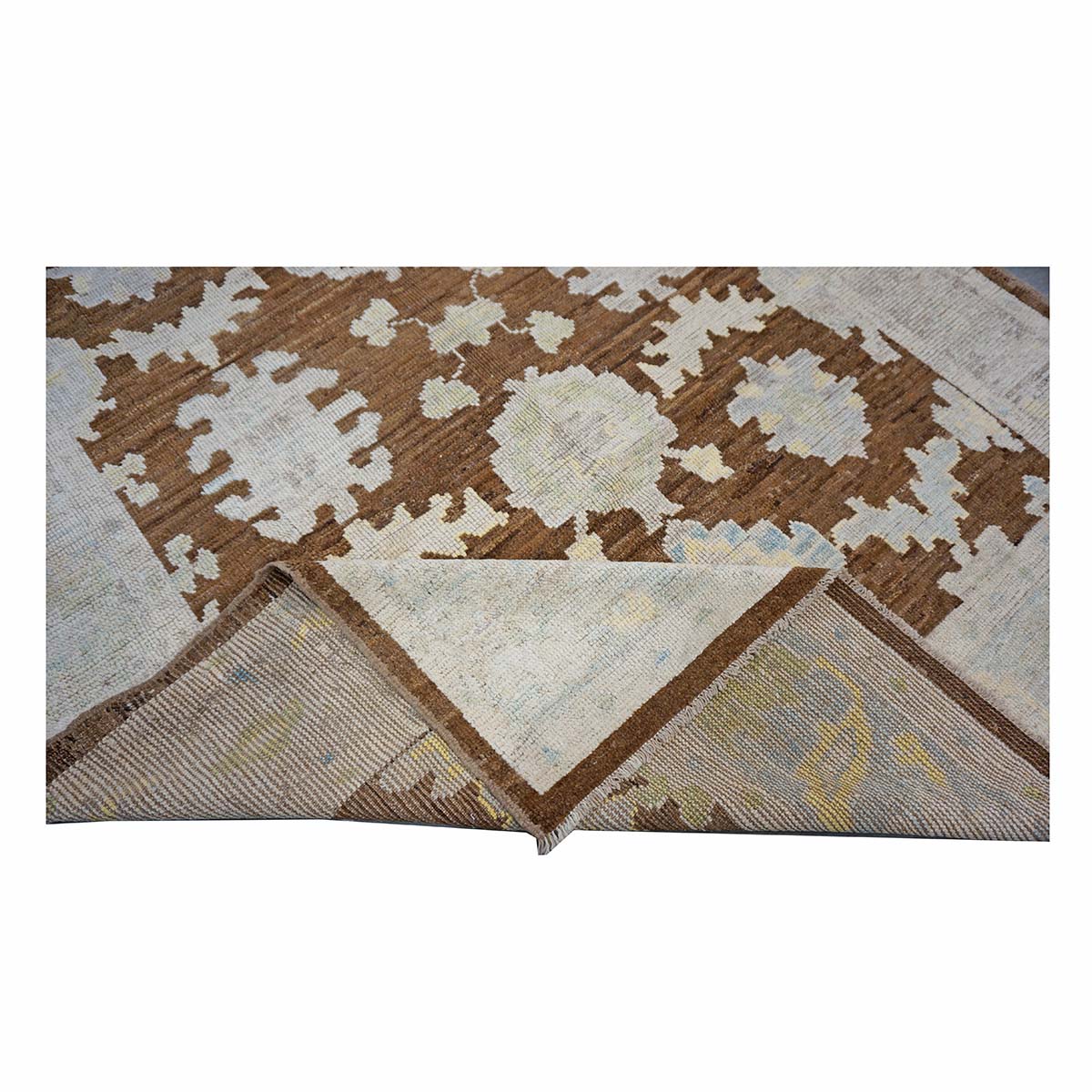 21st Century Turkish Oushak 7x10 Ivory & Brown Handmade Area Rug #1144189 image 13