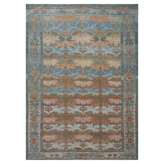 Turkish Donegal 8x11 Blue, Green, & Salmon Handmade Area Rug #1140933 image 0