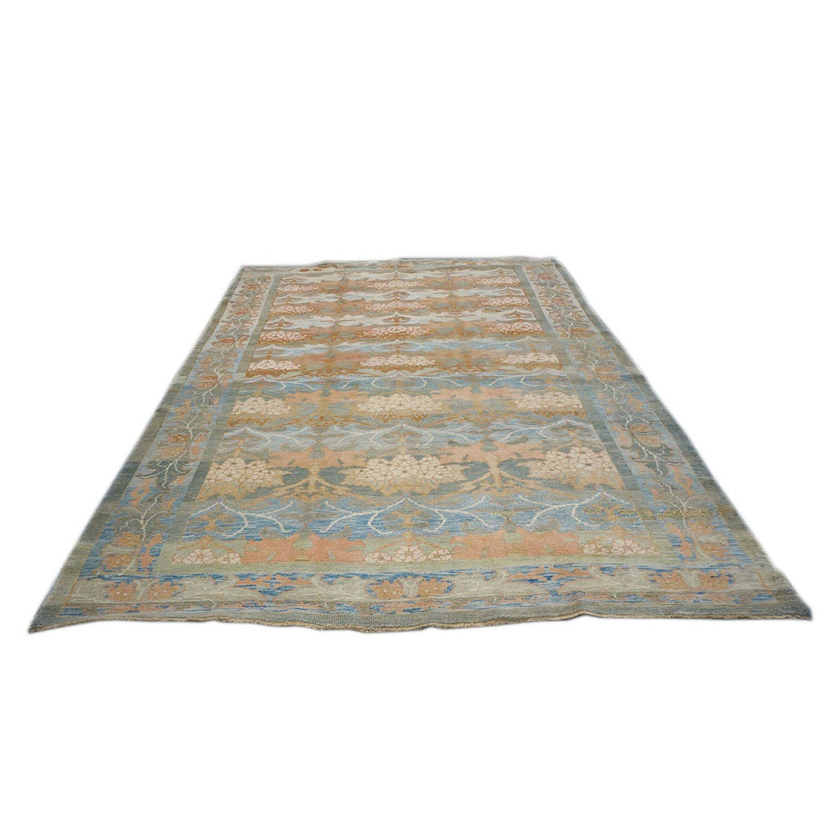 Turkish Donegal 8x11 Blue, Green, & Salmon Handmade Area Rug #1140933 image 1