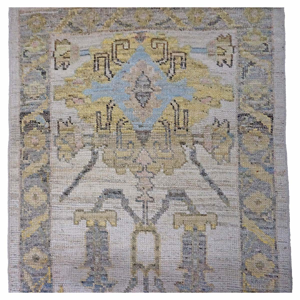 21st Century Turkish Oushak 3X18 Gold, Ivory & Charcoal Handmade Runner Rug #1144145 image 3