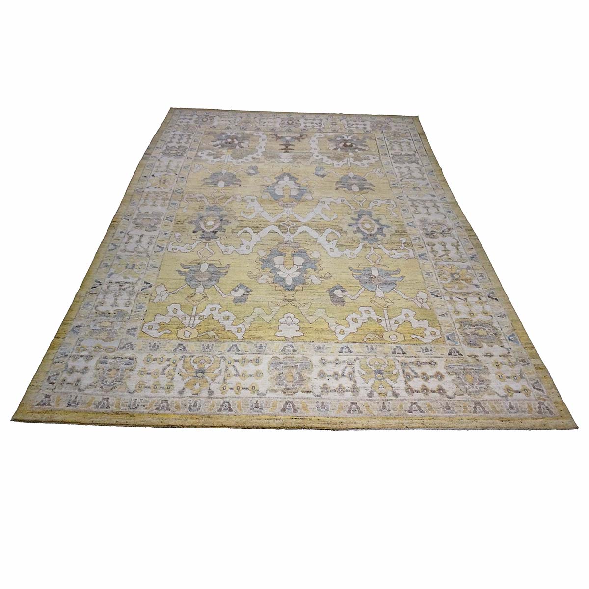21st Century Turkish Oushak 9X13 Gold, Ivory & Gray Handmade Area Rug #1144134 image 4