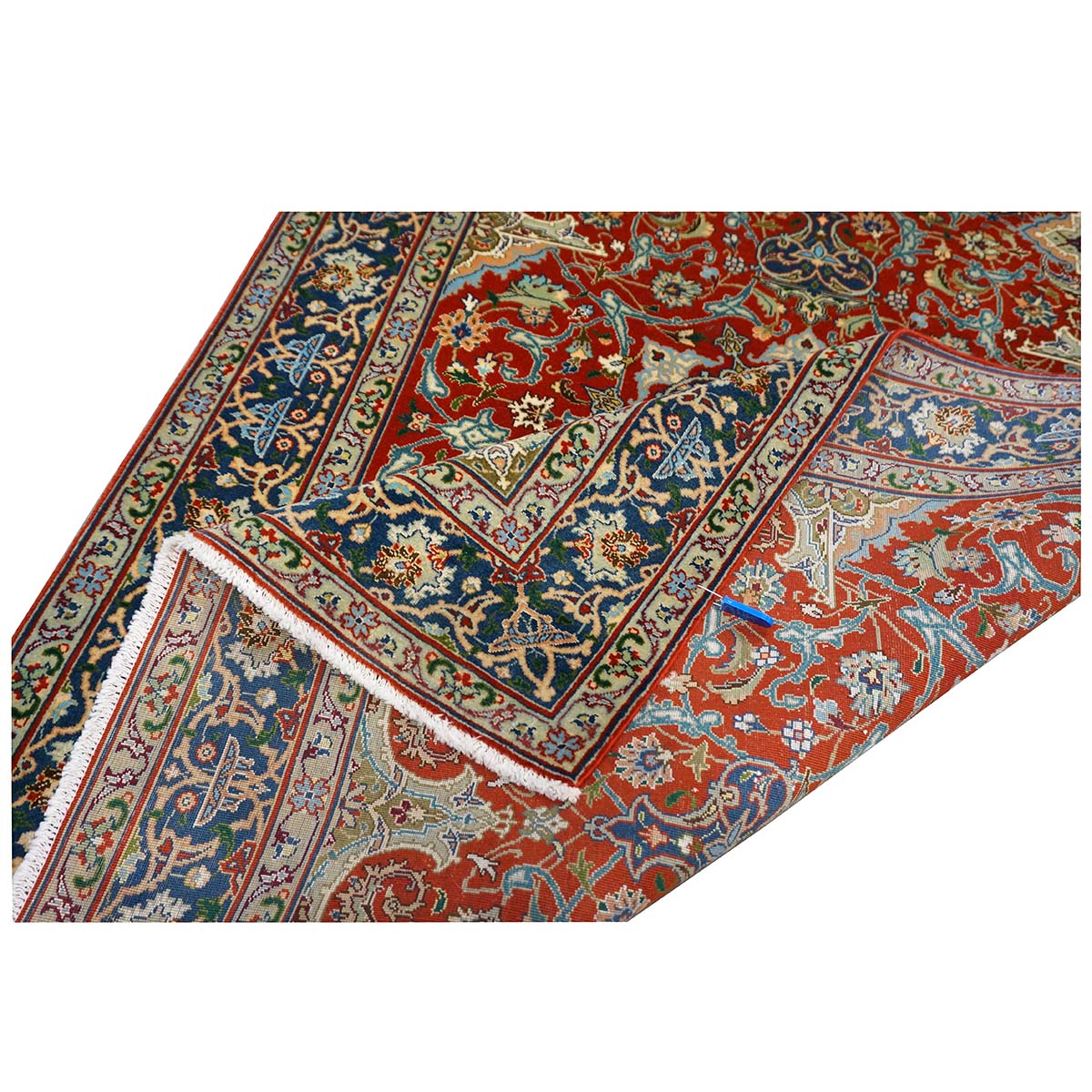 Antique Persian Tabriz 3x4 Red & Navy Handmade Area Rug #1143878 image 11