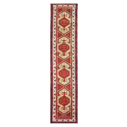 Persian Sarab Wool 3x15 Red & Ivory Handmade Runner Rug #9900085