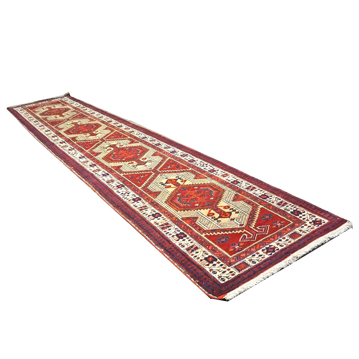 Persian Sarab Wool 3x15 Red & Ivory Handmade Runner Rug #9900085