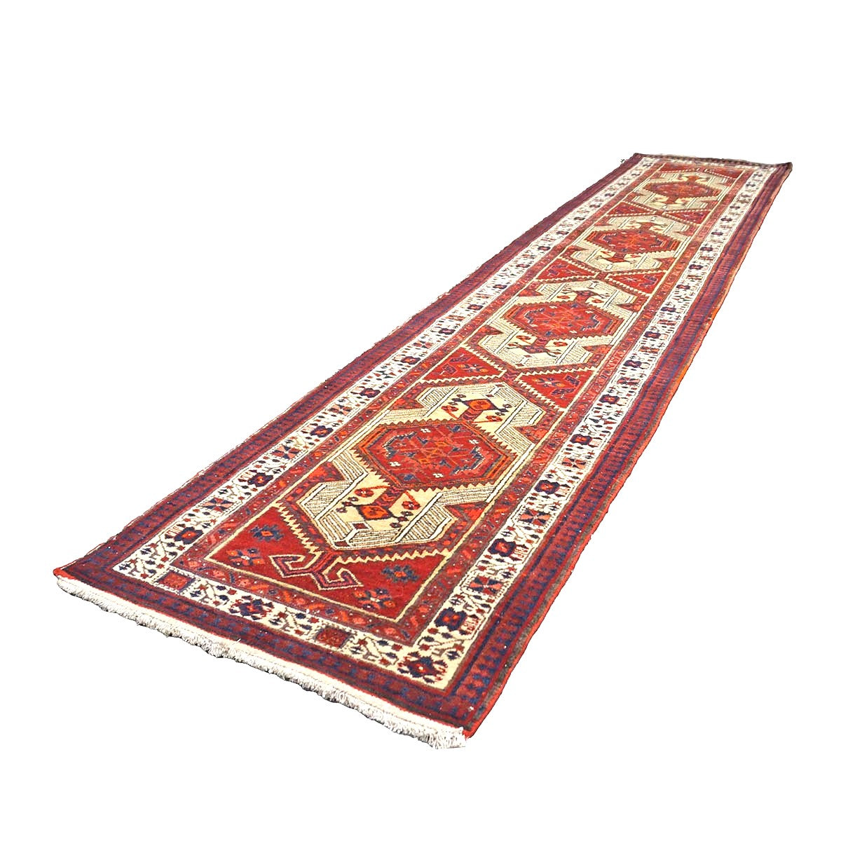 Persian Sarab Wool 3x15 Red & Ivory Handmade Runner Rug #9900085
