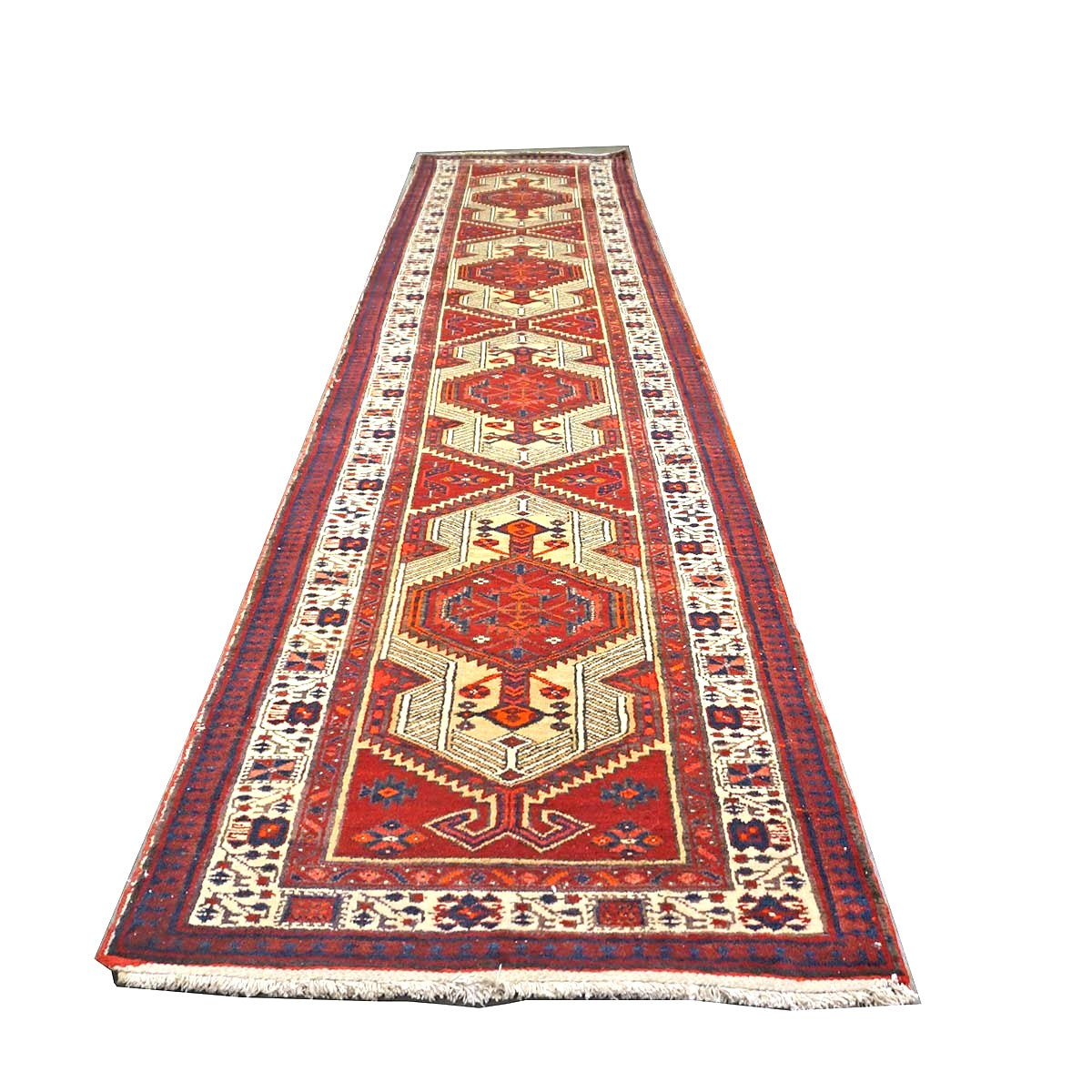 Persian Sarab Wool 3x15 Red & Ivory Handmade Runner Rug #9900085