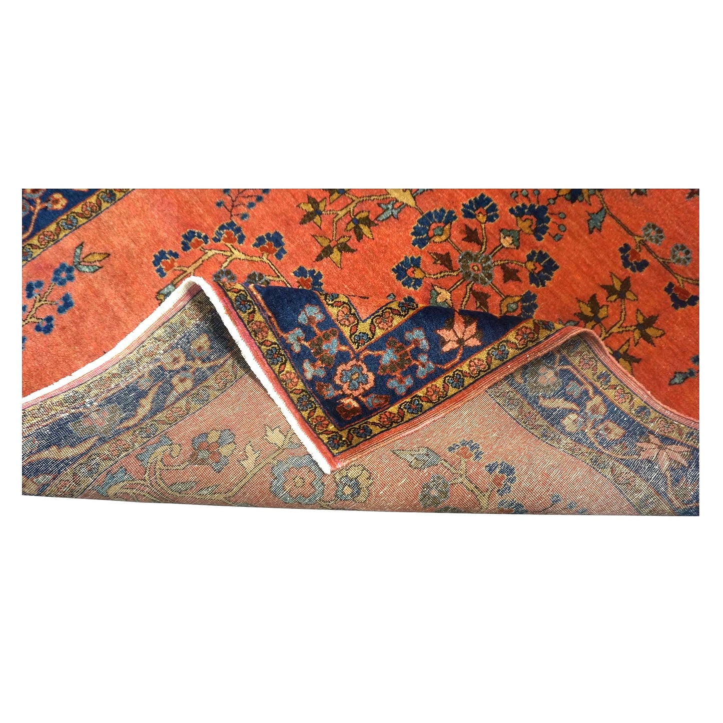 Antique Persian Sarouk Wool 3x5 Rust & Navy Handmade Area Rug #9900274