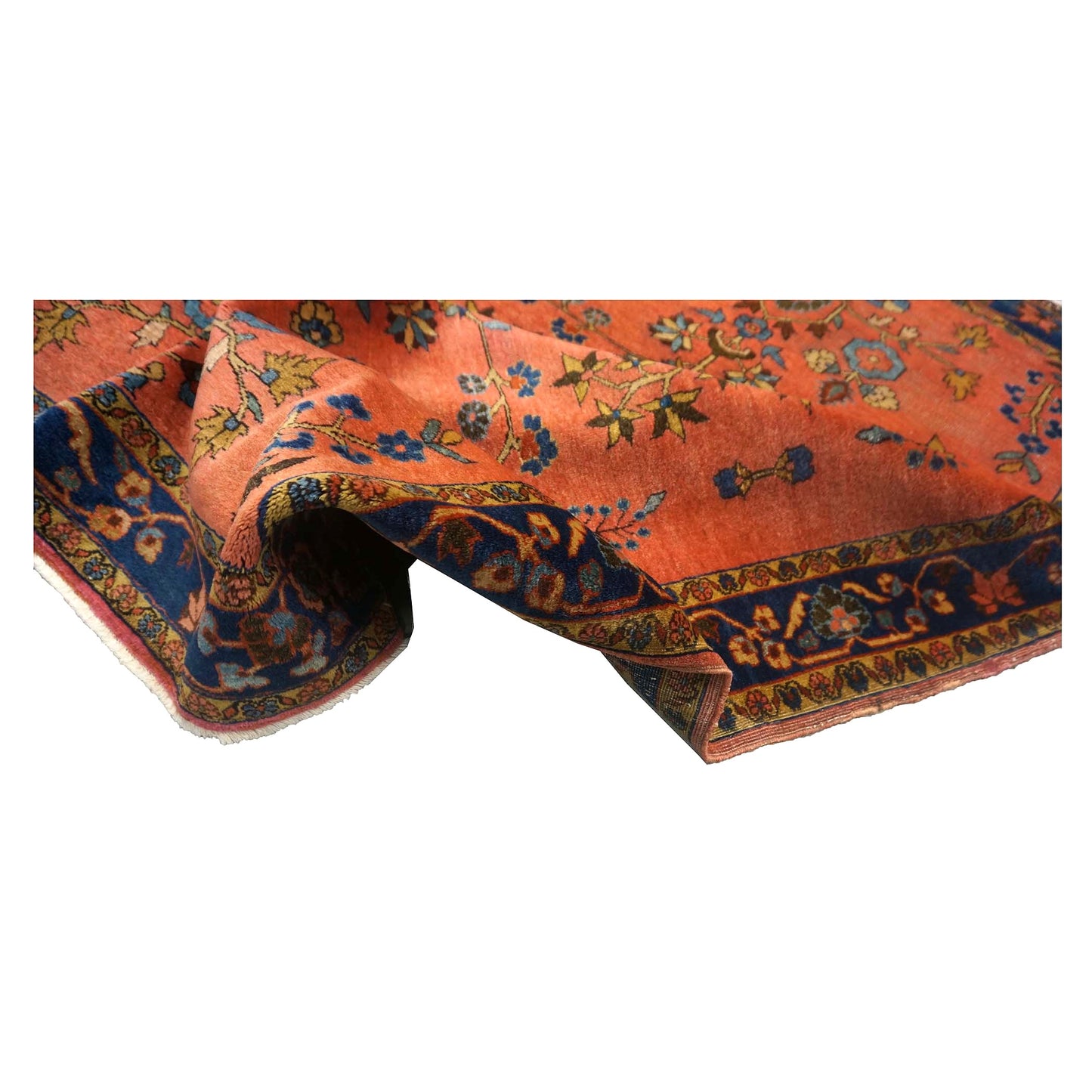 Antique Persian Sarouk Wool 3x5 Rust & Navy Handmade Area Rug #9900274