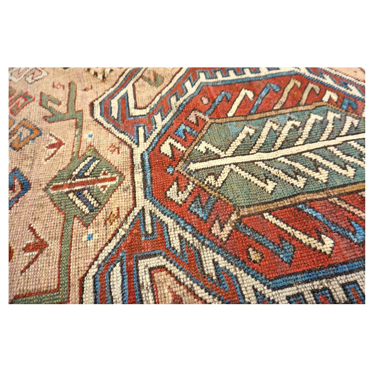 Antique Caucasian Kazak Wool 5x9 Ivory, Tan & Rust Handmade Area Rug #9900394