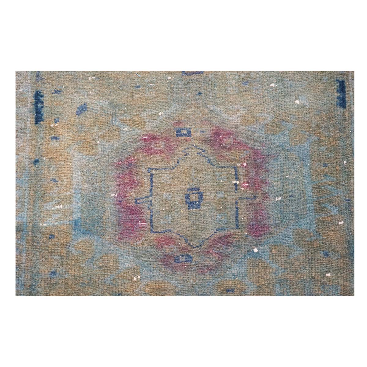 Vintage Persian Wool 3x15 Teal Overdye Handmade Runner Rug #9900486