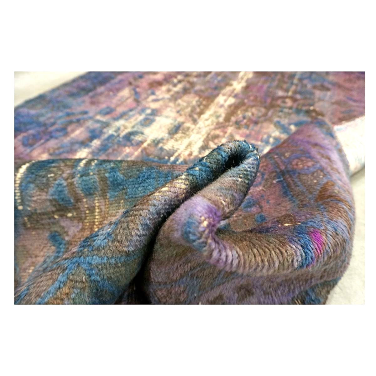 Vintage Persian Overdye Wool 5x10 Pink Handmade Gallery Rug # 9900579