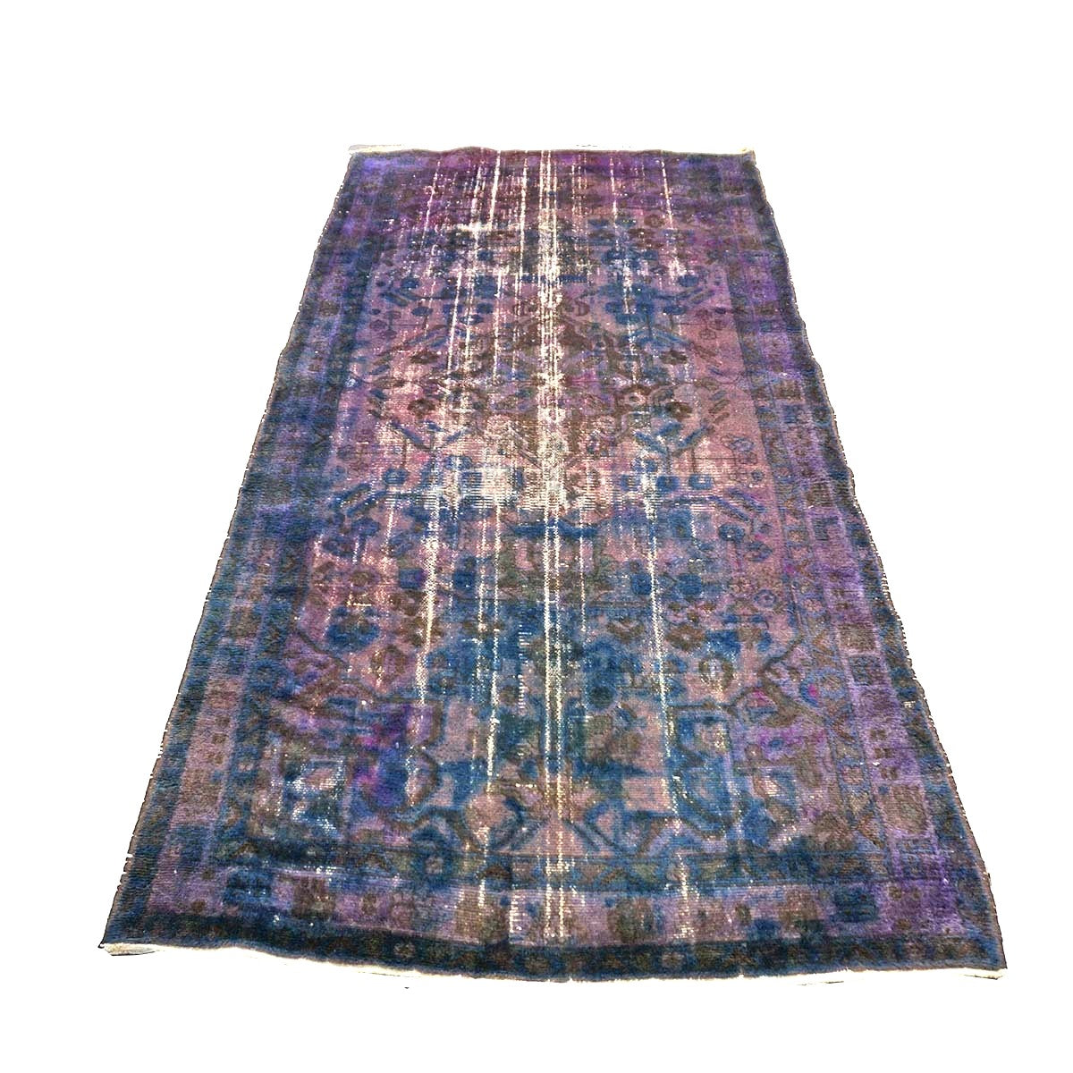 Vintage Persian Overdye Wool 5x10 Pink Handmade Gallery Rug # 9900579