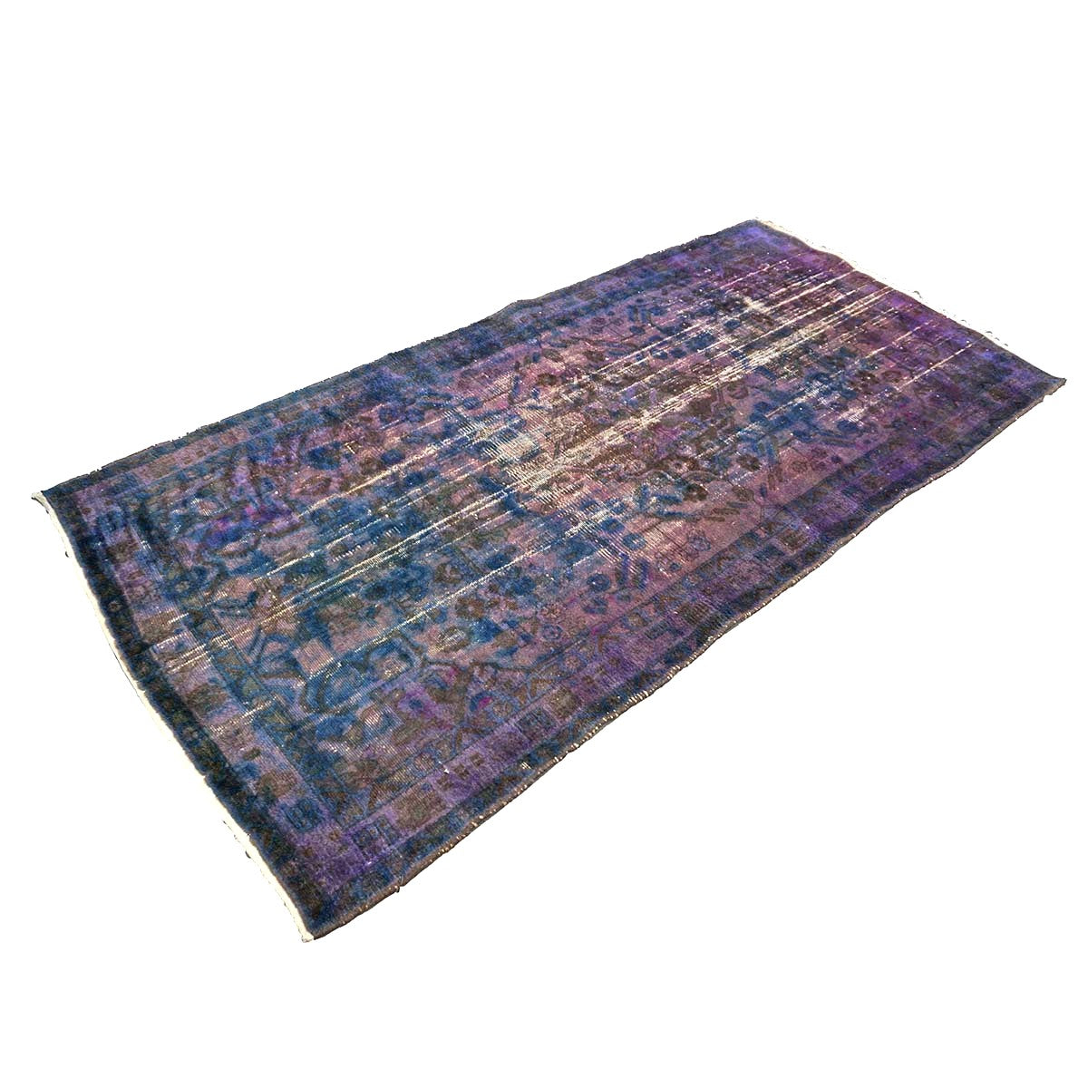 Vintage Persian Overdye Wool 5x10 Pink Handmade Gallery Rug # 9900579