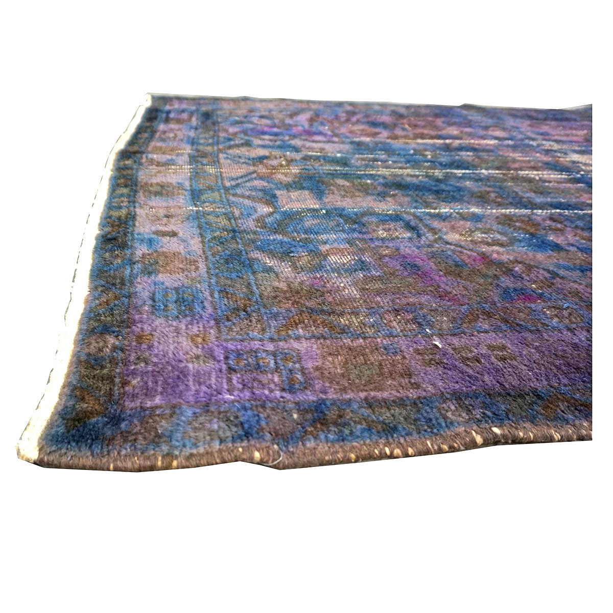 Vintage Persian Overdye Wool 5x10 Pink Handmade Gallery Rug # 9900579