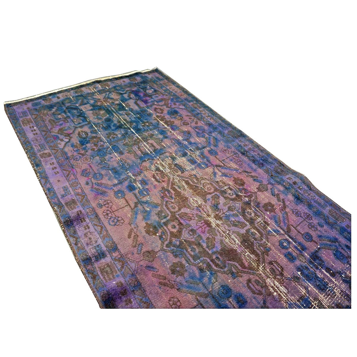 Vintage Persian Overdye Wool 5x10 Pink Handmade Gallery Rug # 9900579