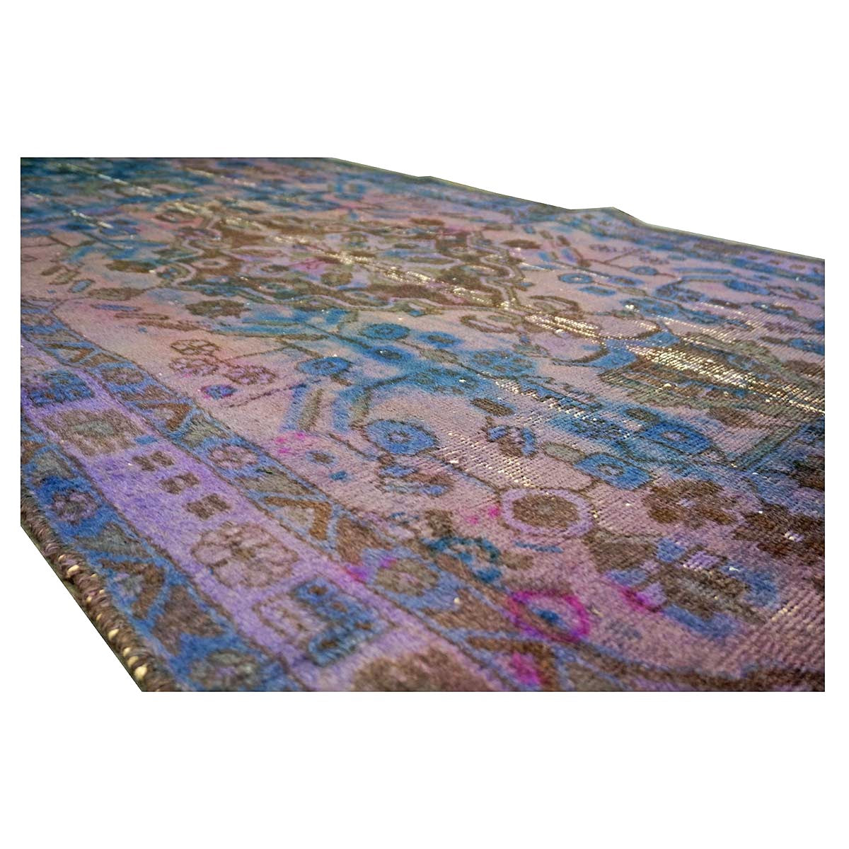 Vintage Persian Overdye Wool 5x10 Pink Handmade Gallery Rug # 9900579