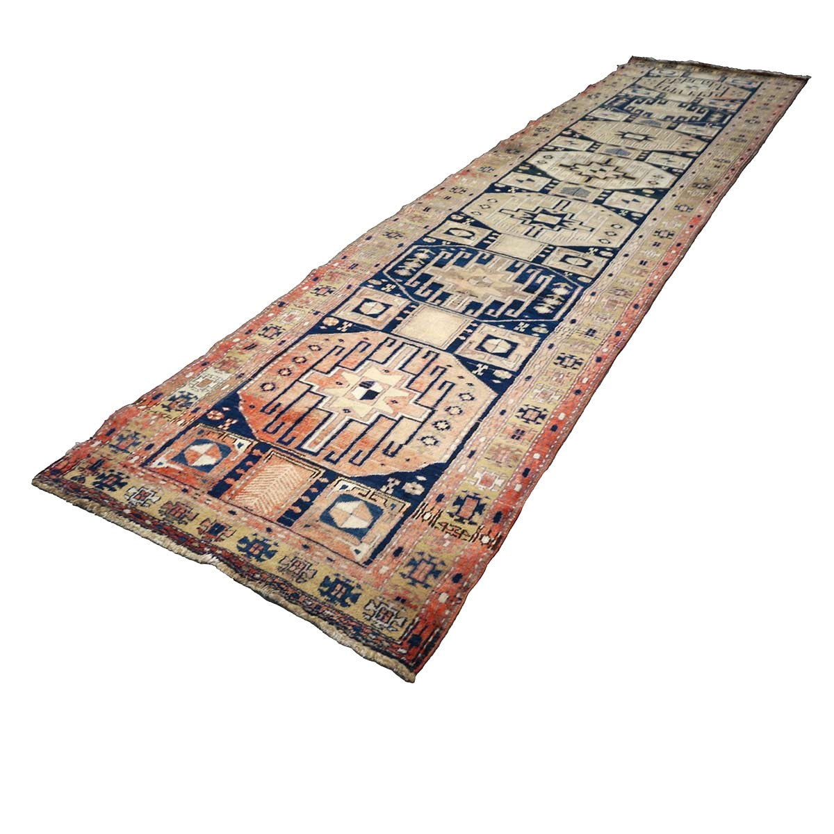 Persian Karajeh Wool 4x15 Taupe & Black Handmade Gallery Rug #9900622