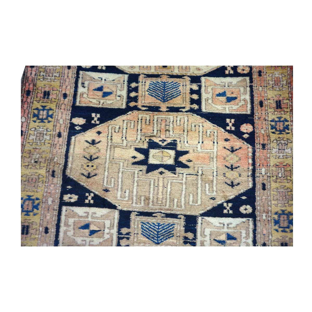Persian Karajeh Wool 4x15 Taupe & Black Handmade Gallery Rug #9900622