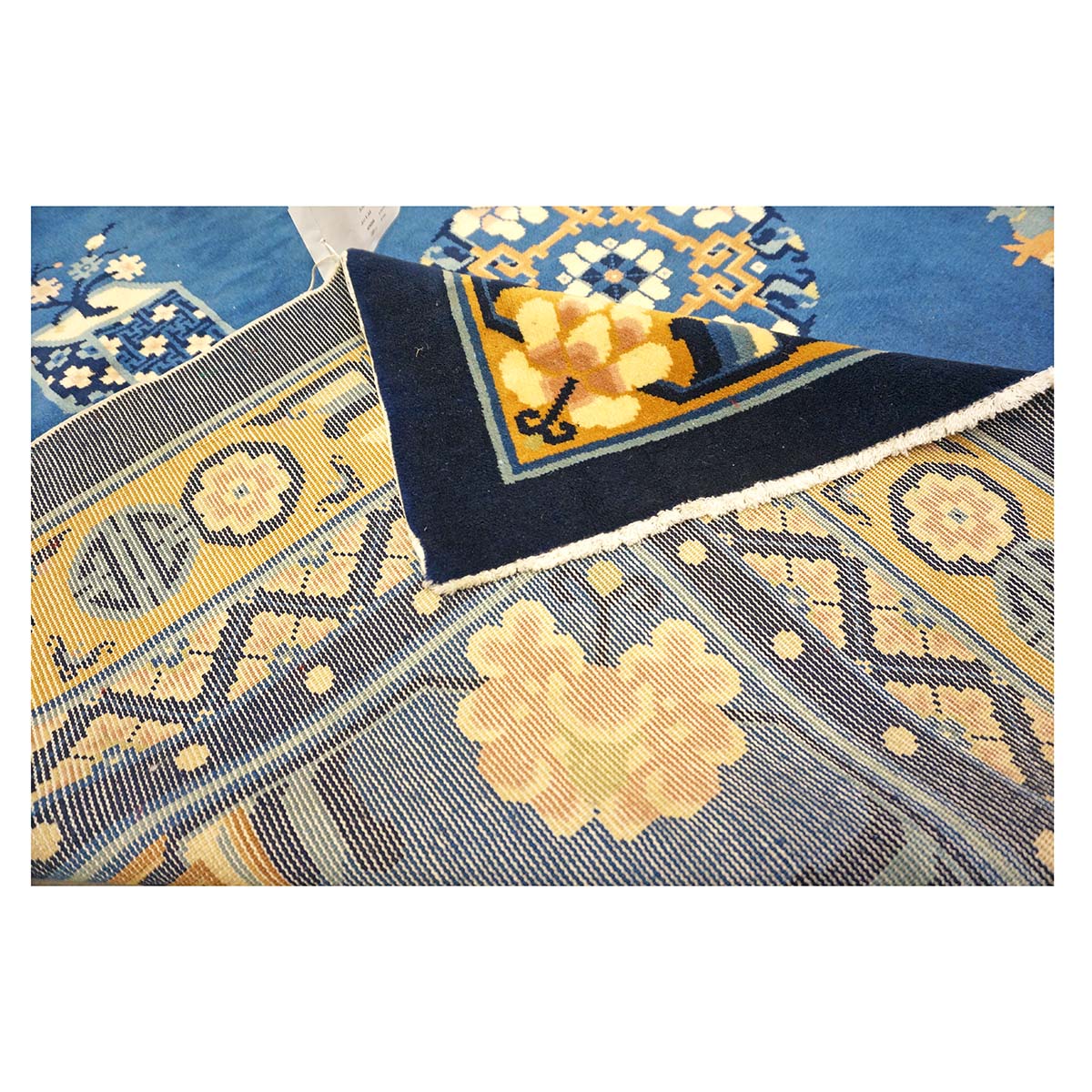 Chinese Peking Wool 8x11 Blue, Gold & Ivory Handmade Area  #9900639