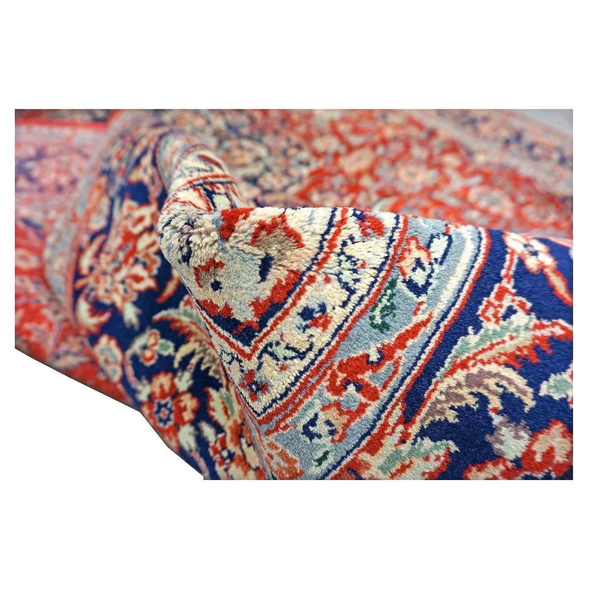 Sino-Persian Kashan Wool 6x9 Red, Ivory & Navy Handmade Area Rug #9900956
