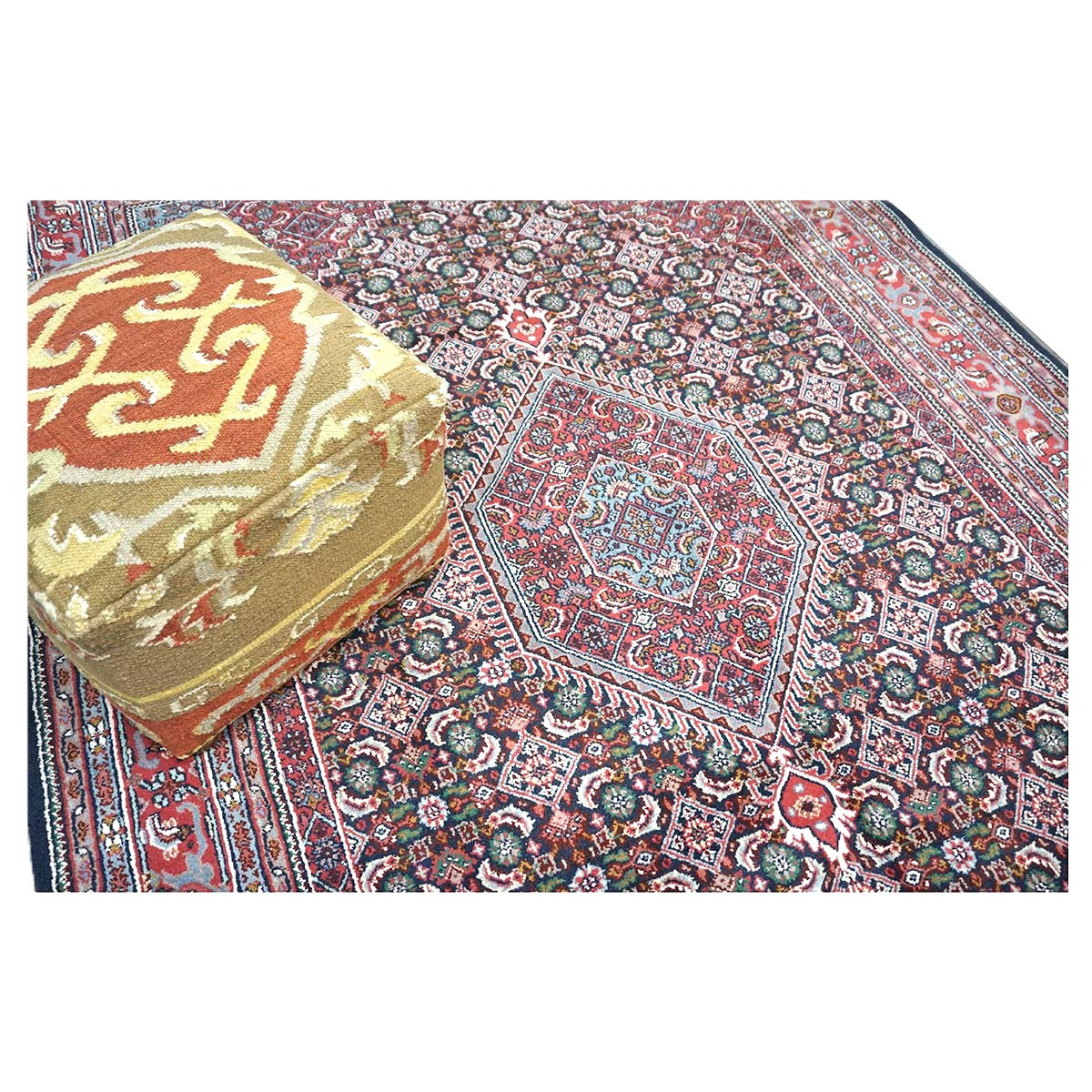 Persian Bijar Wool 6x9 Red, Black & Ivory Handmade Area Rug # 9901098