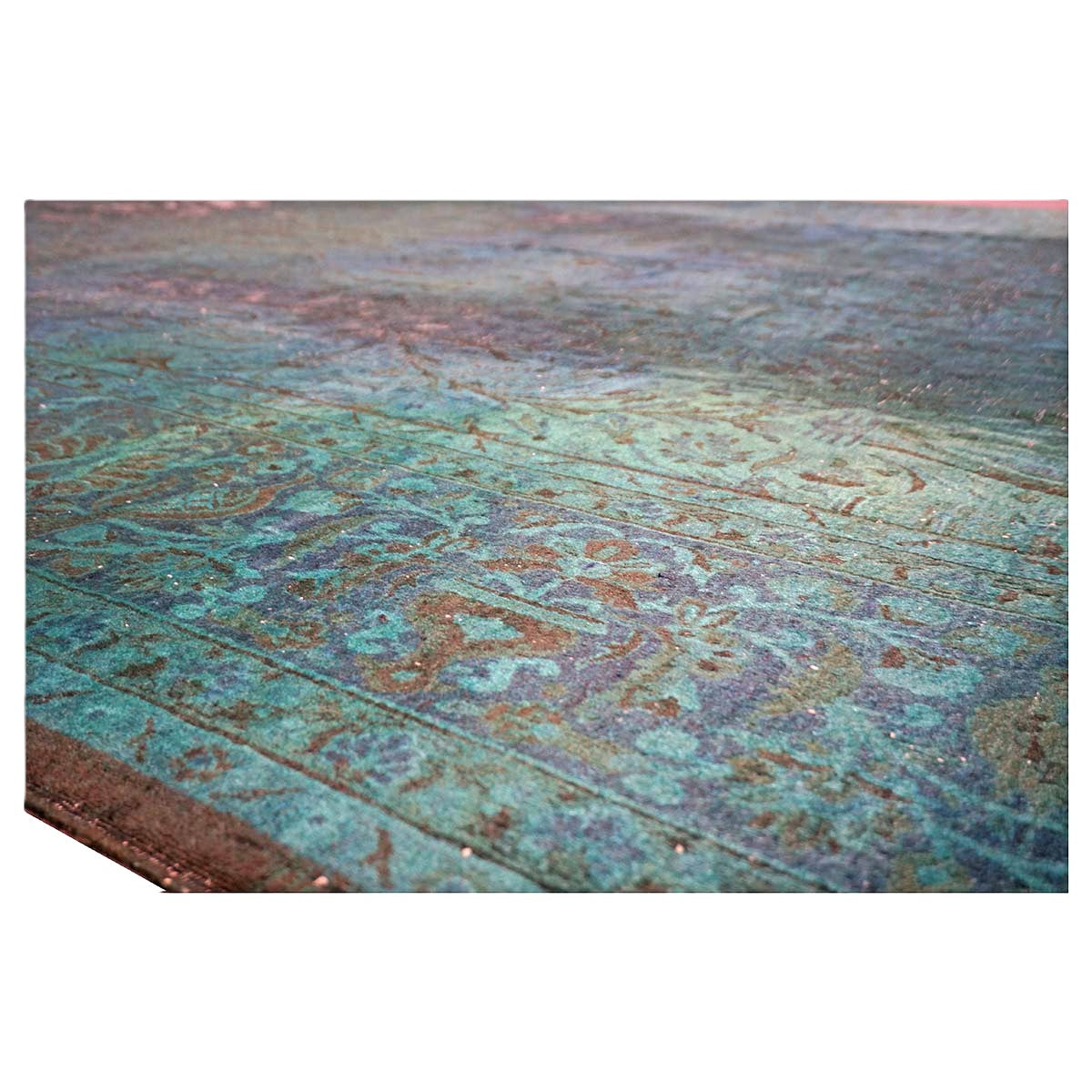 Antique Persian Overdye Wool 10x14 Teal & Ivory Handmade Area Rug #9901225