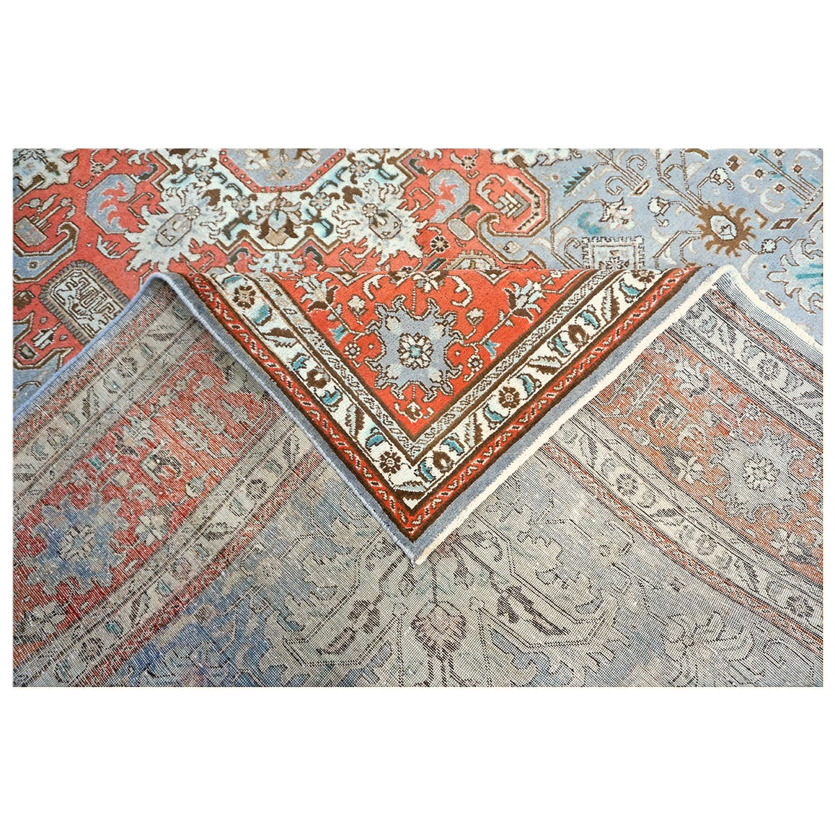 Antique Persian Tabriz Wool 10X13 Grey, Taupe & Brick Handmade Area Rug #9901239