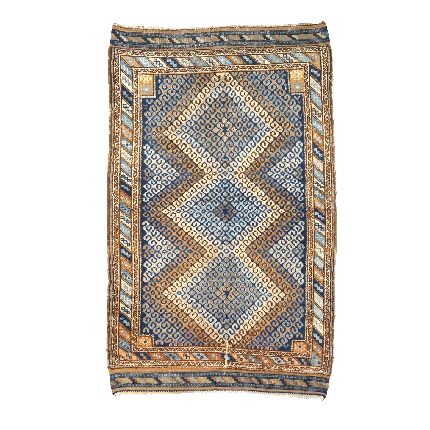 Antique Persian Baluch Wool 3x5 Blue & Brown Handmade Area Rug #9901407